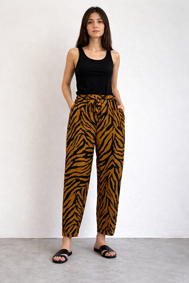 Satin Zebra Pattern Trousers