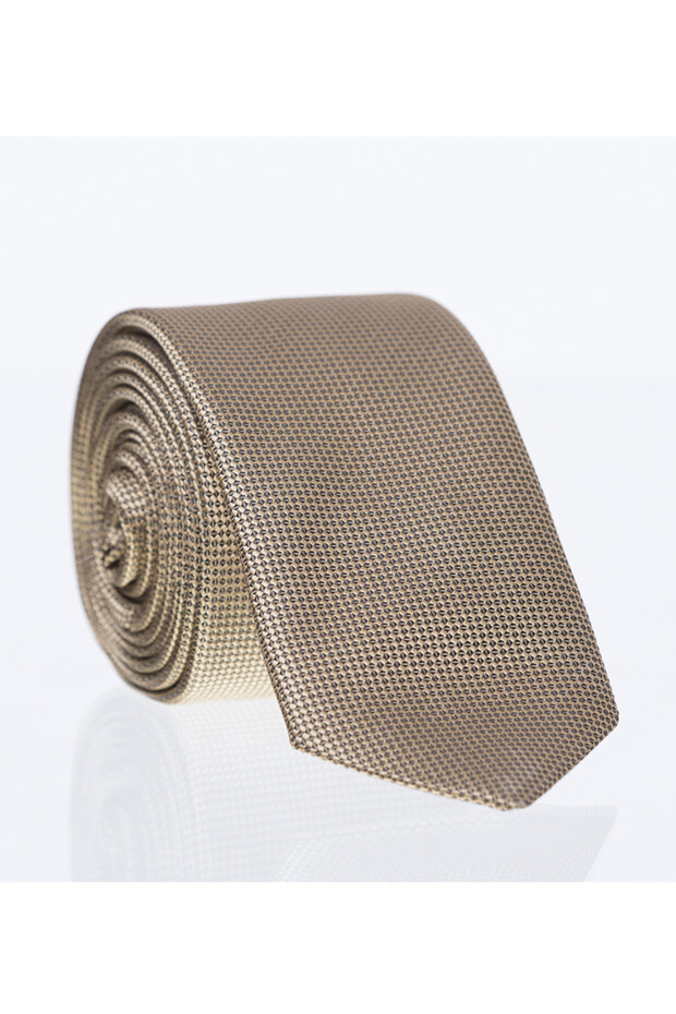 Gold Slim Fit Solid Color Woven Tie / DDK-16