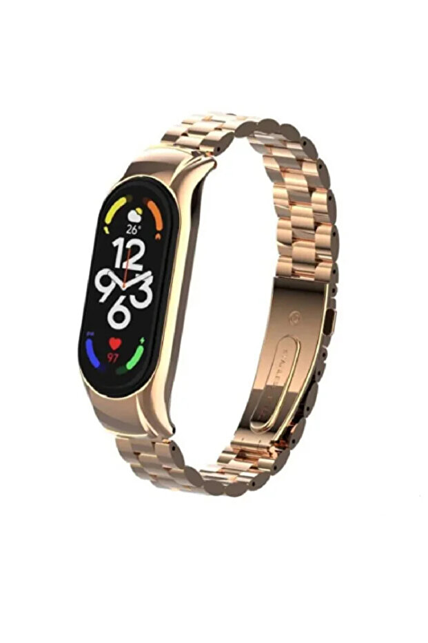 Xiaomi Mi Band 8 Compatible Link Stainless Steel Clip Watch Cord Strap Bracelet