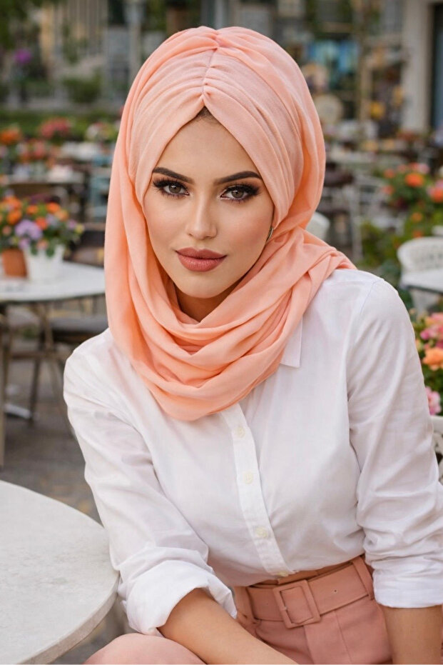 Salmon Drawstring Ready Shawl