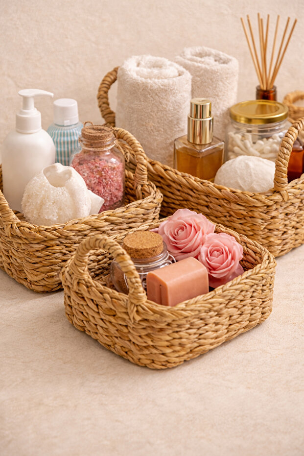 Hasır Dikdörtgen 3lü Sepet/düzenleyici/banyo Düzenleyici - 4