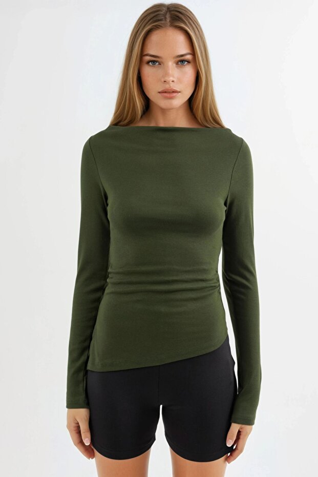 BUSEM Kayık Yaka Pamuklu Bluz - 7