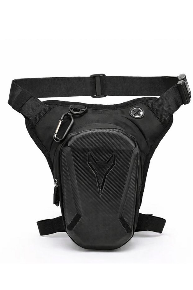 Black Men's Biker Leg Bag Waterproof Hard Protection Night Vision Outdoor Waist and Shoulder Bag