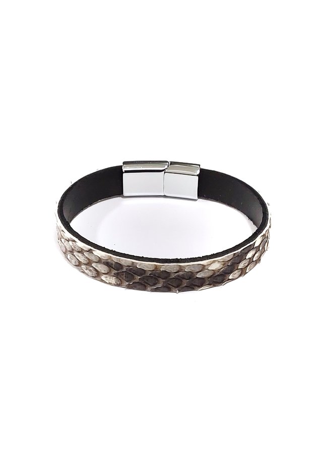 Shaded Snake Skin Brown Genuine Leather Men's Bracelet-71