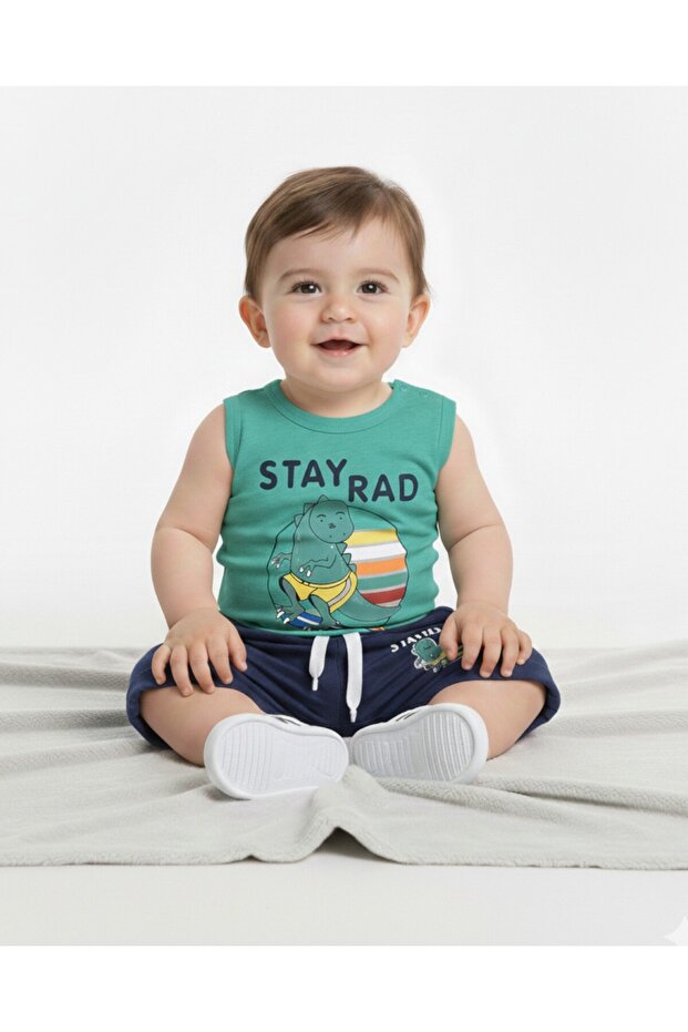 Baby Boy 6-9-12-18-24 Months Summer Suit with Zero Sleeve Straps