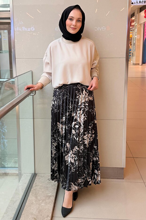 تنورة مطوية منقوشة - 1