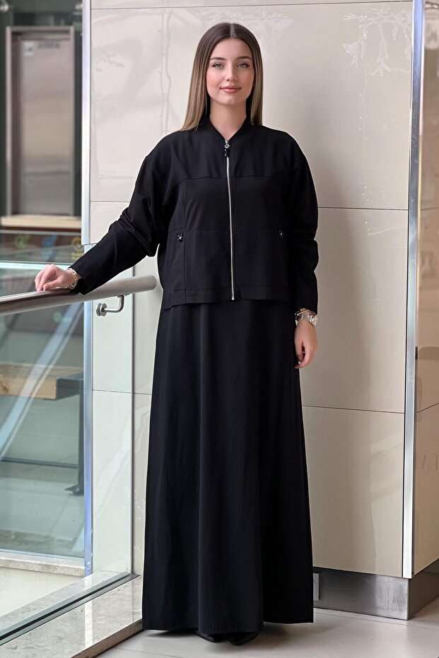 Ceketi Bambu Detaylı Elbiseli Takım - 2