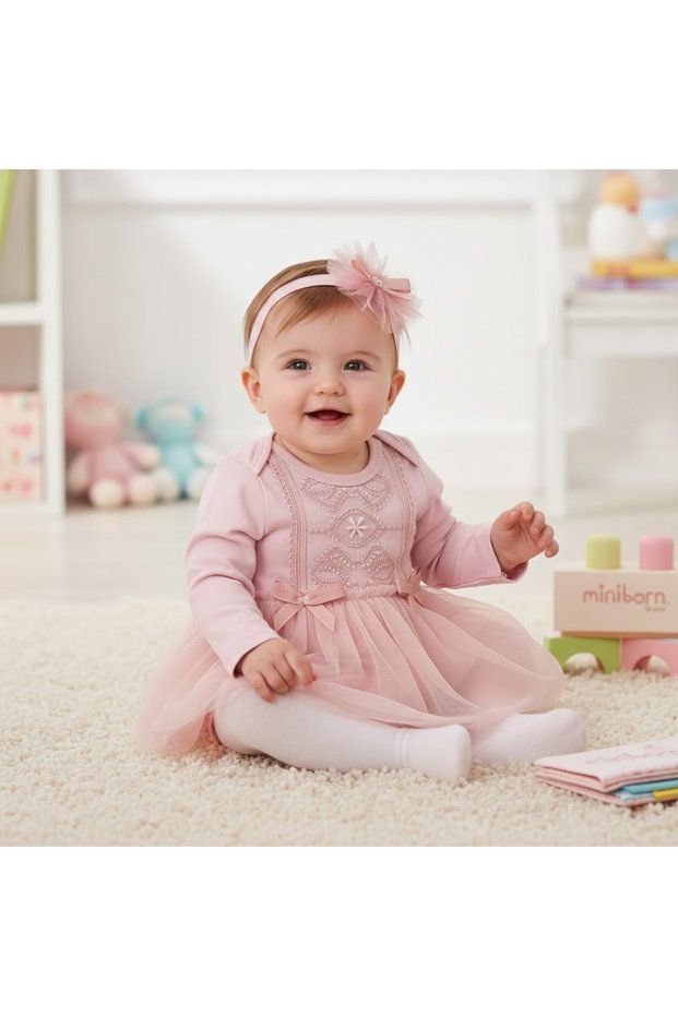 Tulle Embroidered Cotton Baby Girl Dress