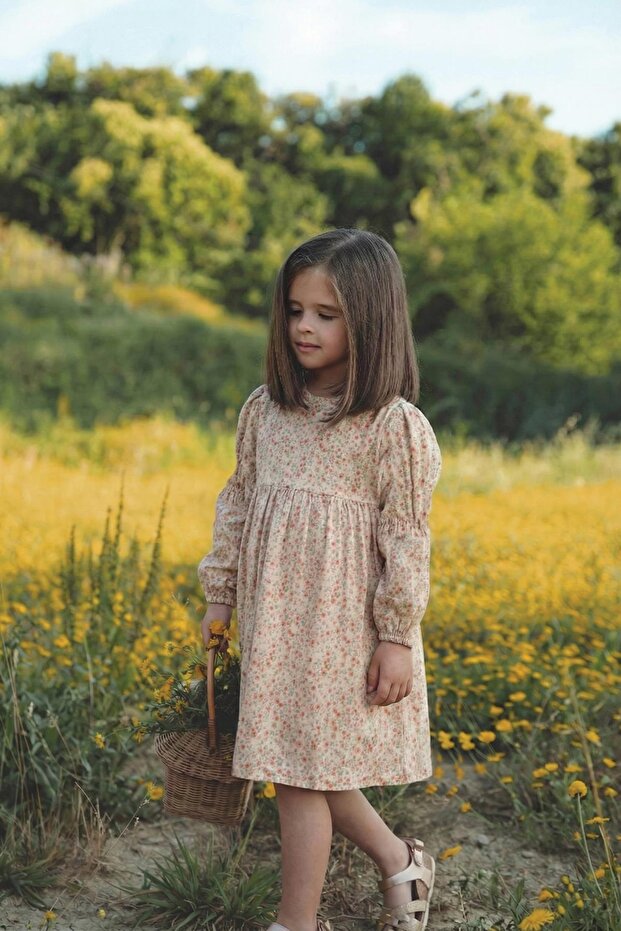 Rochie de muselină 4-12 ani Ecru - 1