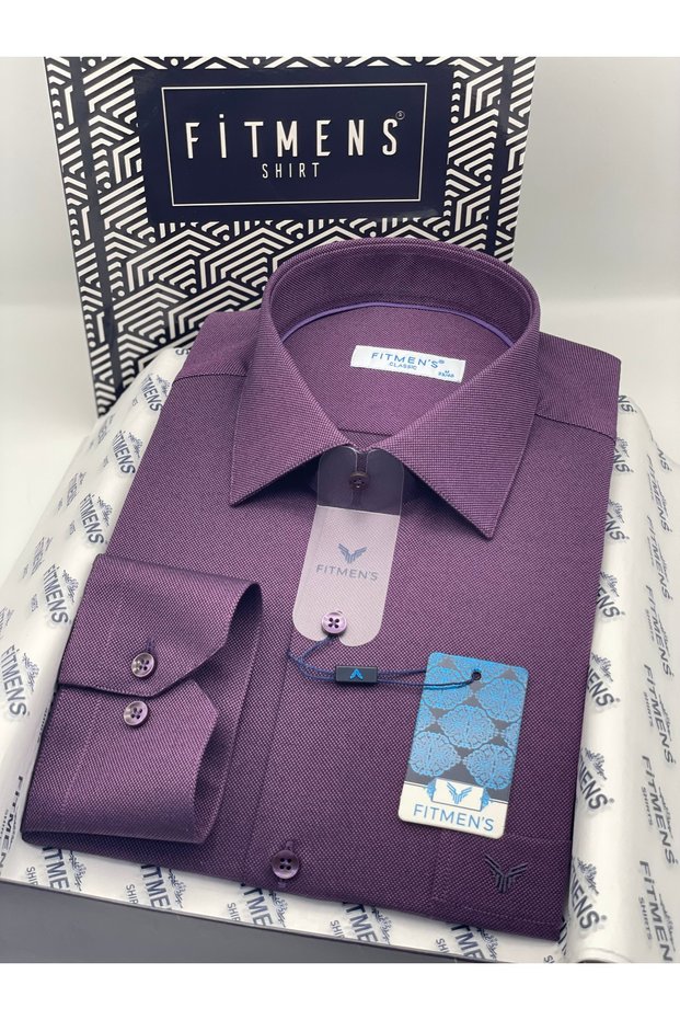 Classic Long Sleeve Oxford Gift Boxed Easy-Iron Men's Shirt FS-001254 - Mulberry