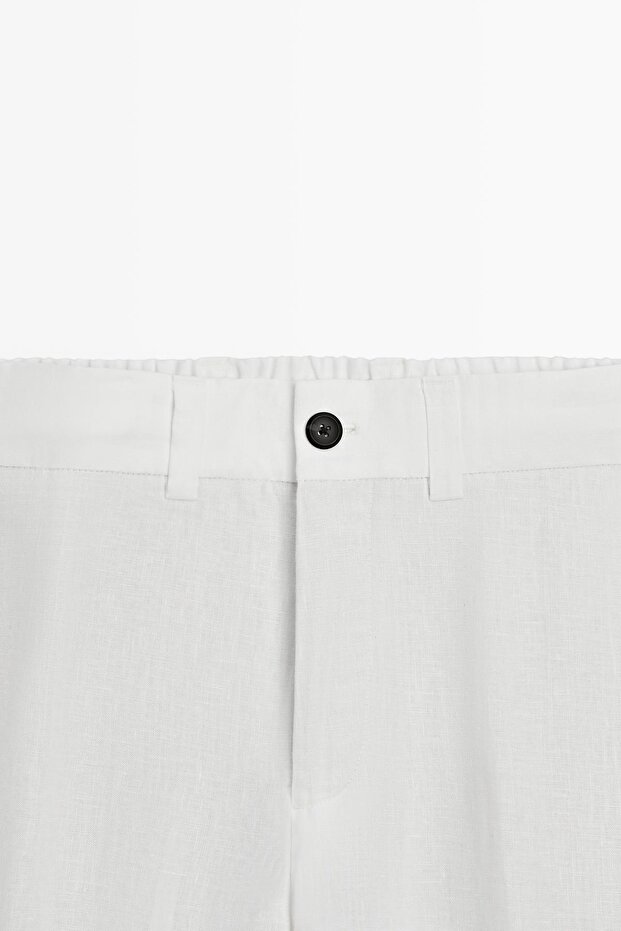 Elastik belli %100 keten pantolon - 6