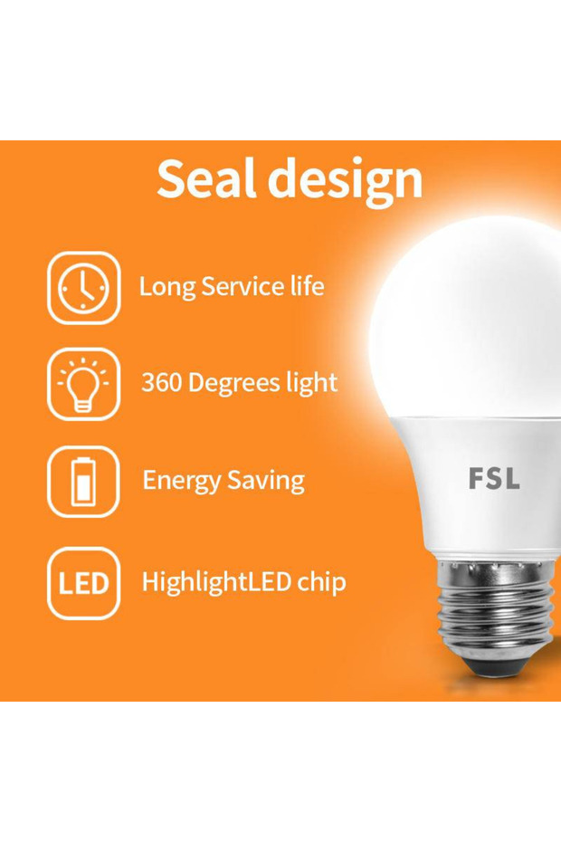 LED Bulb E27 A50 3W 3000K Warm Light - 6