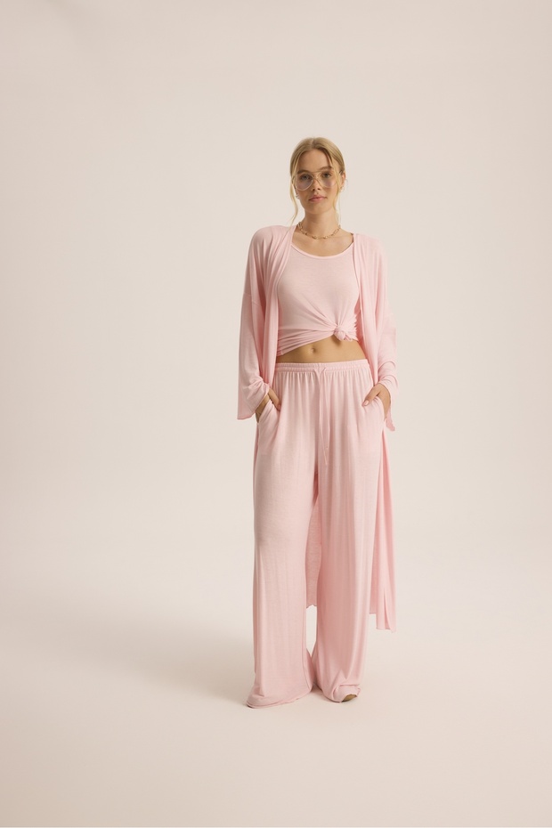 Raina Pembe Kimono Basic Üçlü Takım - 1