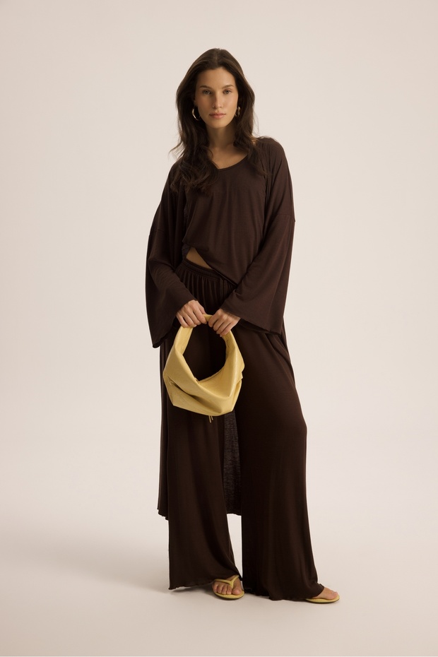 Raina Kahve Kimono Basic Üçlü Takım - 4