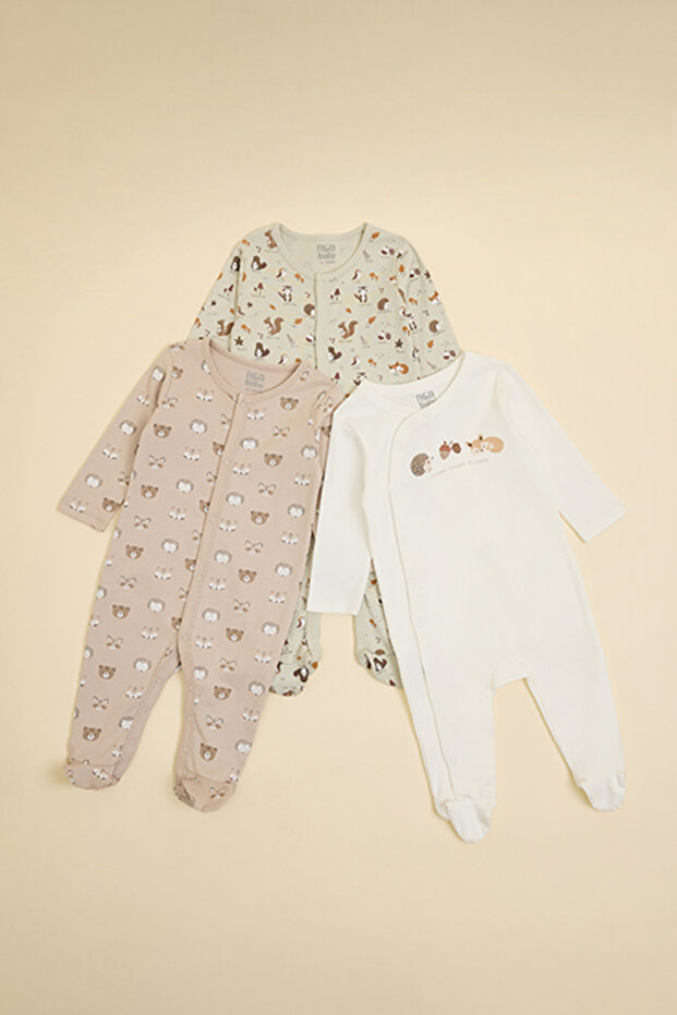 Boy's Multicolor 3 Pack Printed Sleepsuit