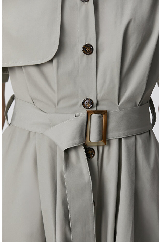 Açık Haki Midi Elbise - 6