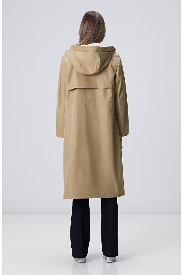 Bej Kapüşonlu Pardesü - 5