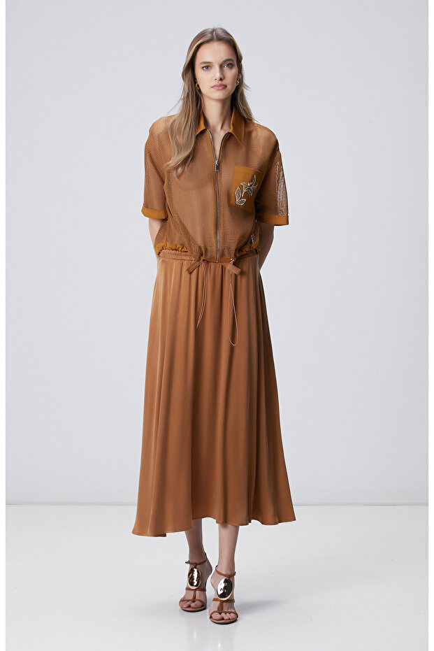 Camel Maksi Cupro Etek - 1