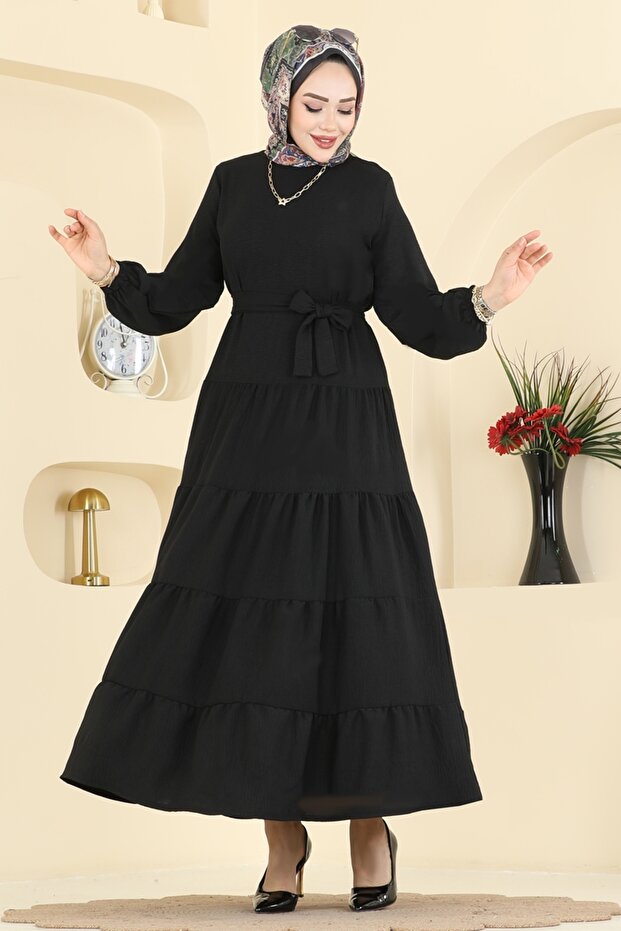 Eteği Katlı Aerobin Elbise 3262HBS856-MS Siyah - 1