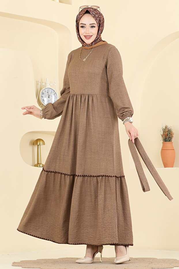 Nakış Detaylı Sofia Elbise 3253HBS856-MS Koyu Vizyon - 2