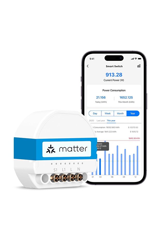 Matter Smart Light Switch with Energy Monitor