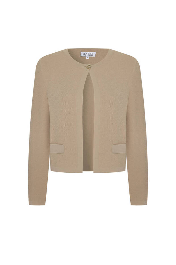 Bej Regular Fit Triko Ceket - 6