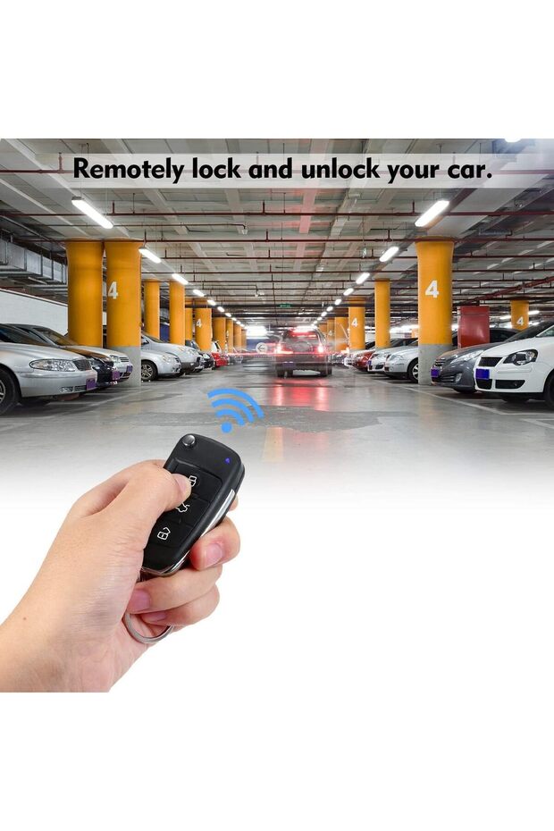 نظام قفل مركزي عالمي للسيارة بجهد 12 فولت مع نظام دخول بدون مفتاح وجهازَي تحكم عن بعد لفتح صندوق السيارة - 5