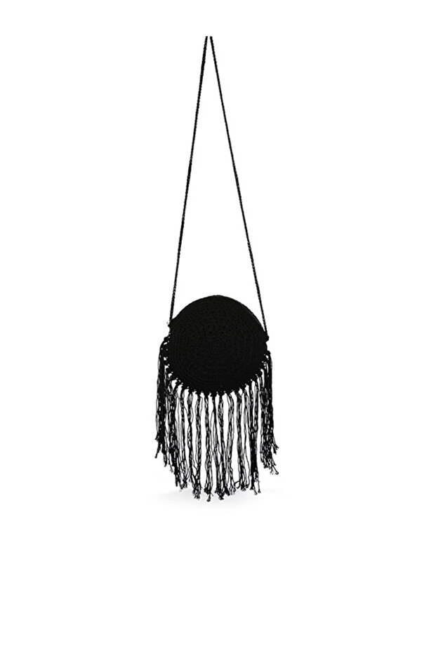 Women Dream Catcher Handmade Crochet Boho Round Bag in Black