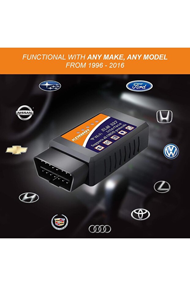 جهاز فحص أعطال السيارات OBD2 وقارئ أكواد السيارات بتقنية الواي فاي - يزيل ضوء فحص المحرك فورًا - يشخص 3000 رمز عطل في السيارة - 4