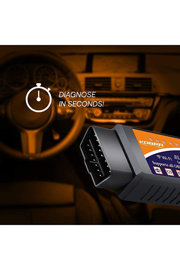 جهاز فحص أعطال السيارات OBD2 وقارئ أكواد السيارات بتقنية الواي فاي - يزيل ضوء فحص المحرك فورًا - يشخص 3000 رمز عطل في السيارة - 5