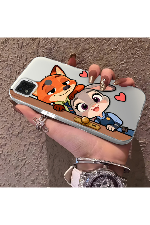 Poco C31 Compatible High Quality Cartoon Fox and Rabbit Double Printed Case