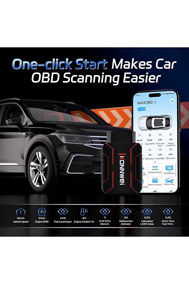 OBD2 Scanner Bluetooth, Full System Car Diagnostic Scanner Tool, Check Engine Code Reader, Voltage T - 3