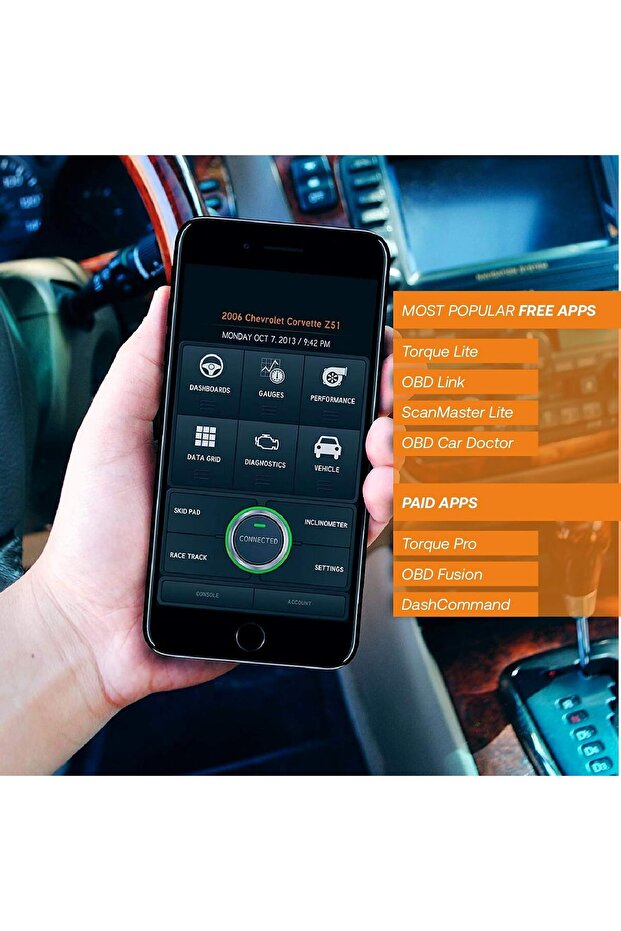 جهاز فحص أعطال السيارات OBD2 وقارئ أكواد السيارات بتقنية الواي فاي - يزيل ضوء فحص المحرك فورًا - يشخص 3000 رمز عطل في السيارة - 3