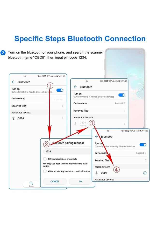 جهاز فحص أعطال السيارات OBD2 بتقنية البلوتوث، قارئ رموز تشخيص لاسلكي وأداة فحص لأنظمة أندرويد وويندوز، C - 3