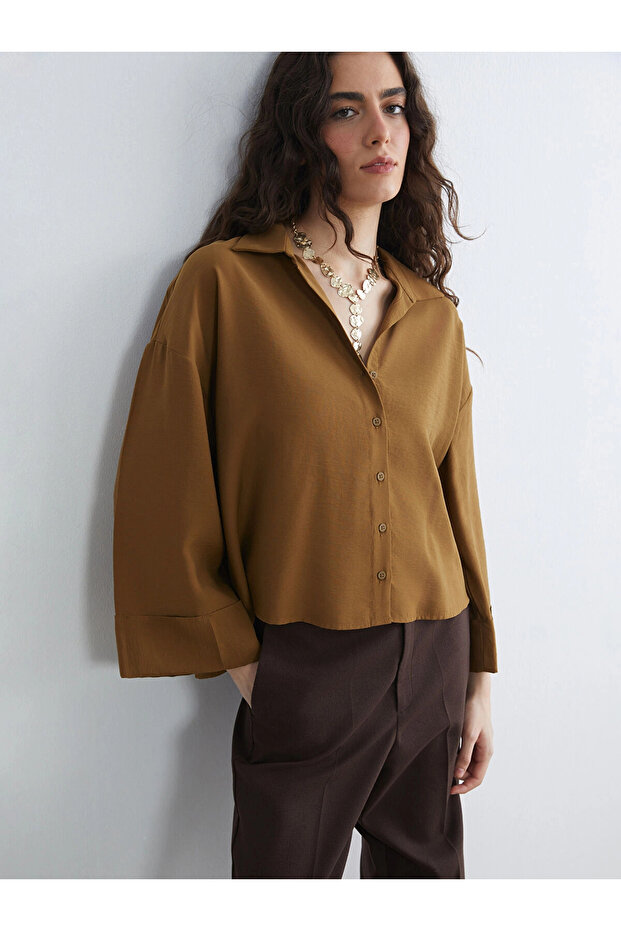 Lcw Vision Brown Oversize Women's Shirt