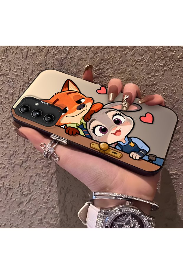 Samsung Galaxy A14 4G/5G Compatible High-Quality Cartoon Fox and Rabbit Couple Printed Case