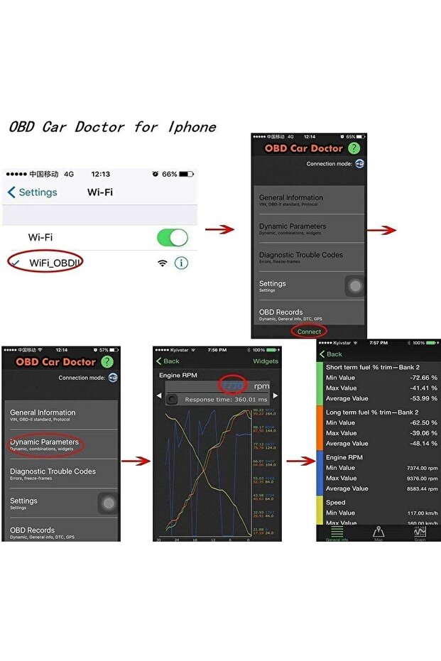 محول قارئ رموز أعطال محرك السيارة LJPXHHU بتقنية الواي فاي OBD2 لأجهزة iPhone وiOS وAndroid وWindows - 8