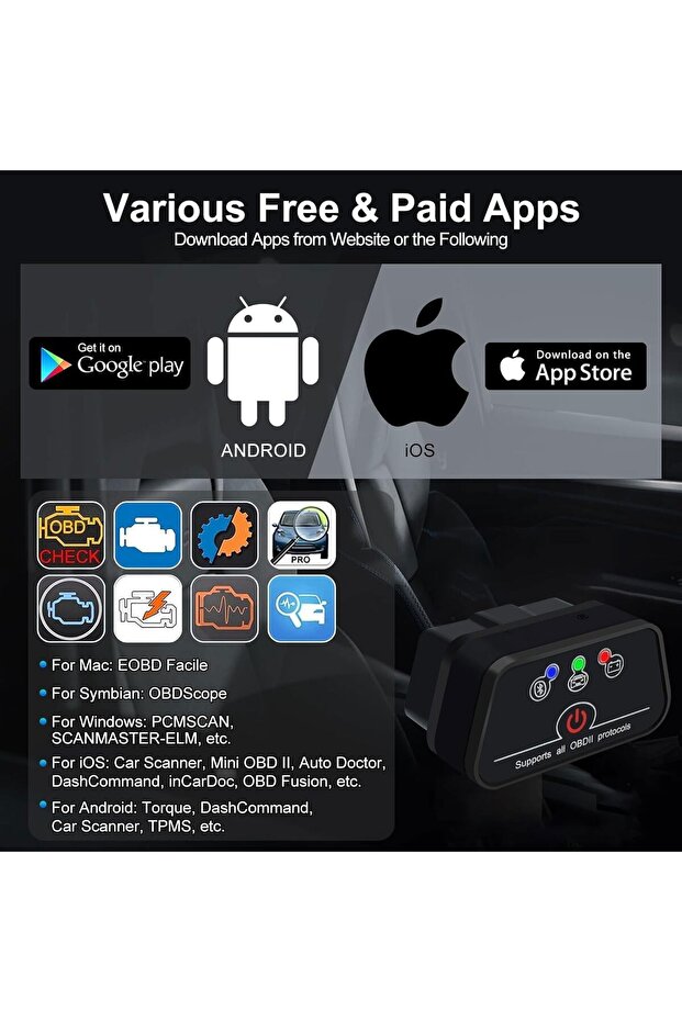 جهاز فحص أعطال السيارات KASTWAVE OBD2 5.0 بتقنية البلوتوث، قارئ أكواد الأعطال وأدوات تشخيص أعطال المحرك - 5