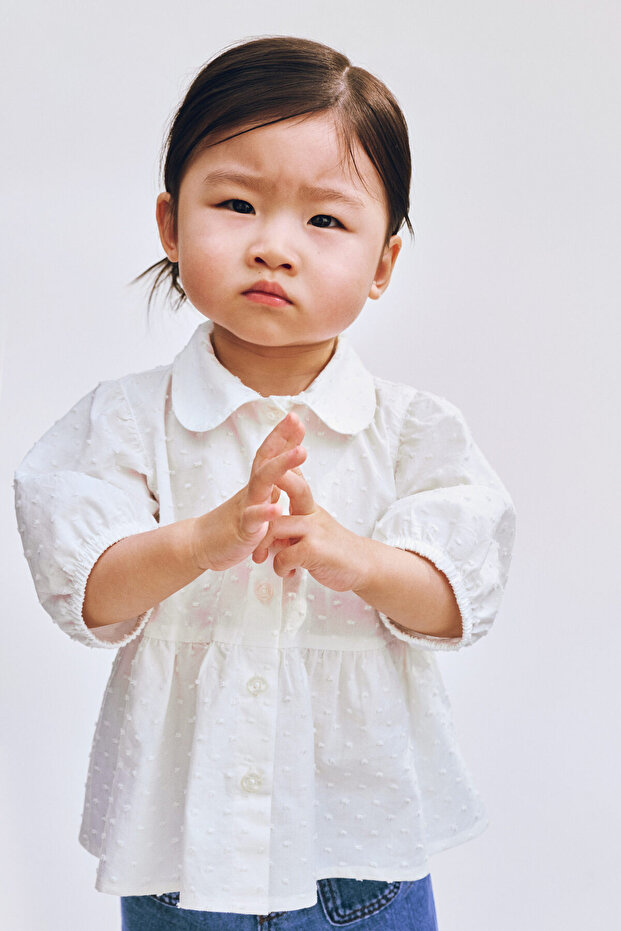 Pamuklu Plumeti Bluz - 1