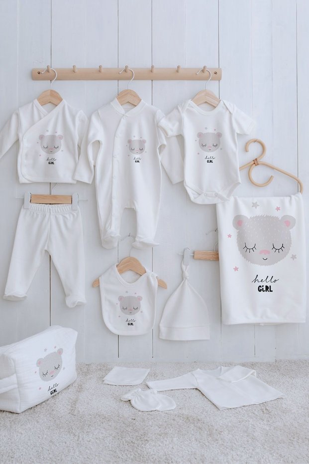 Organic 11-Piece Hospital Release - Pure Baby - Baby Girl Teddy Bear