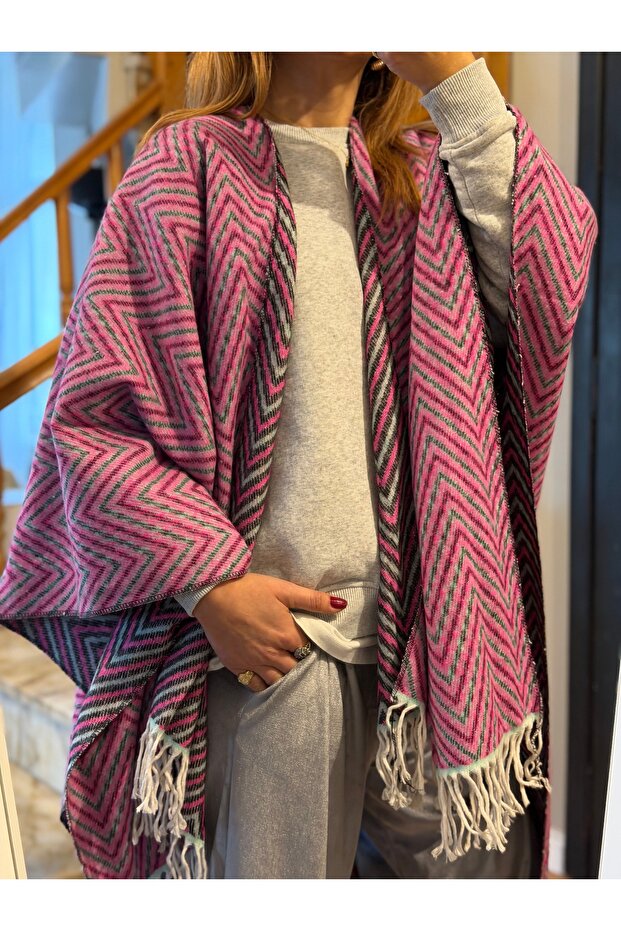Double-Sided Wool Knitwear Poncho Shawl Women's Clothing Accessory