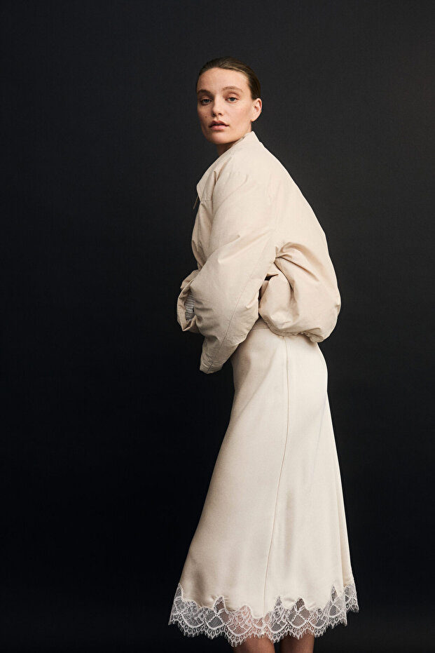 Dantel Şeritli Slip Etek - 5