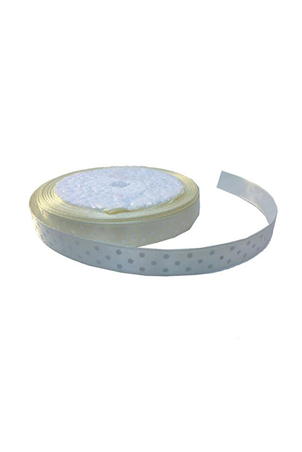 Satin Cream White Spotted Ribbon 1cm 10m Decoration Ribbon