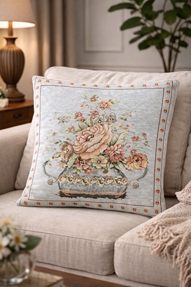 Vintage Bouquet Tapestry Throw Pillow Cover 45X45 cm