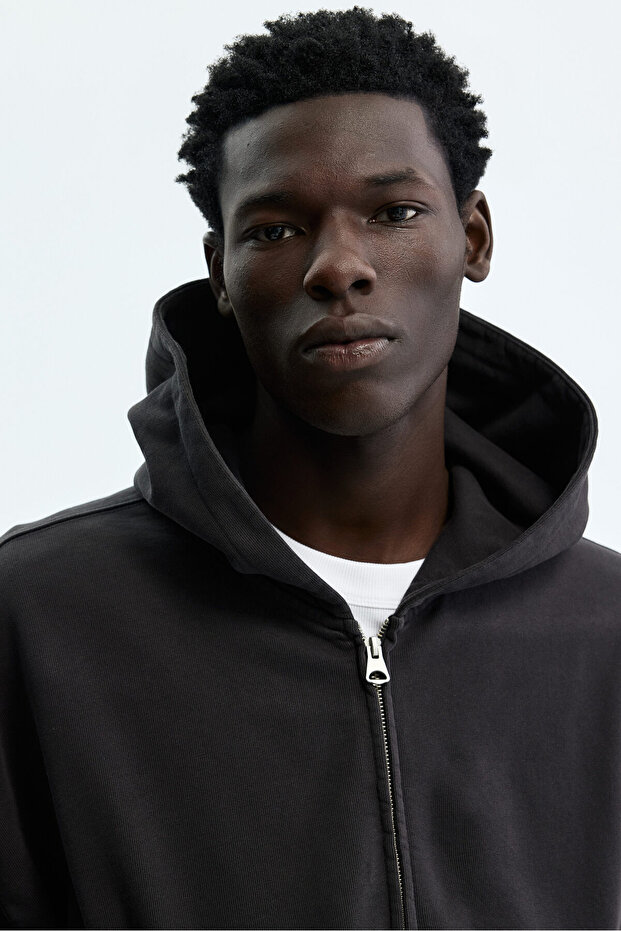 Kapüşonlu ve Fermuarlı Üst Oversized Fit - 2