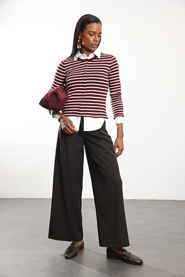 Bitter Brown Palazzo Fabric Trousers 1607