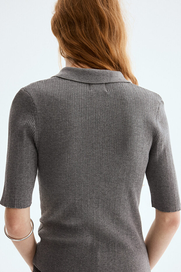 Delik Desenli Triko Üst - 3