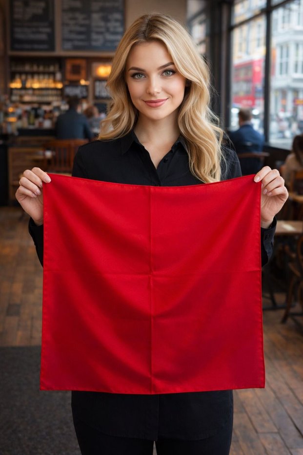 Red Satin Shiny Women's Scarf 50X50 cm