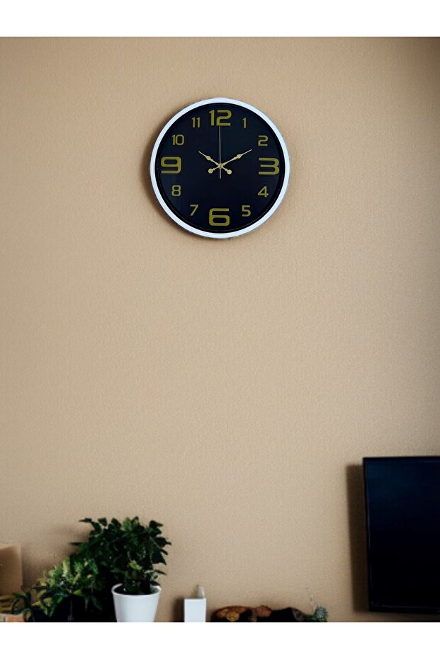 36 cm White Gold Decorative Wall Clock with Numbers Lwlhm-Ytrs345