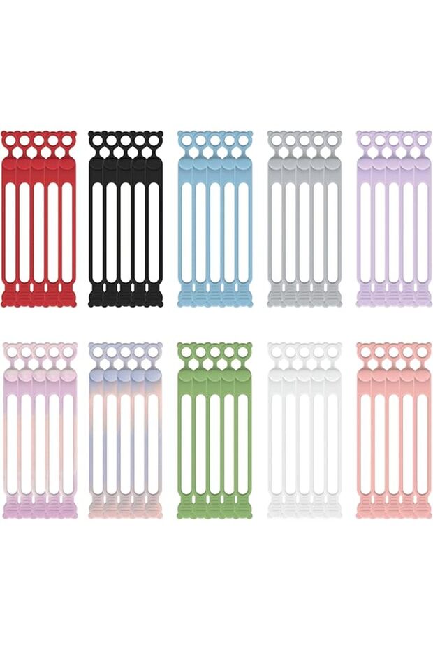 Multifunctional Cable Ties, Rubber Cable Ties Cord Organizer, 50pcs Silicone Data Cable Storage for
